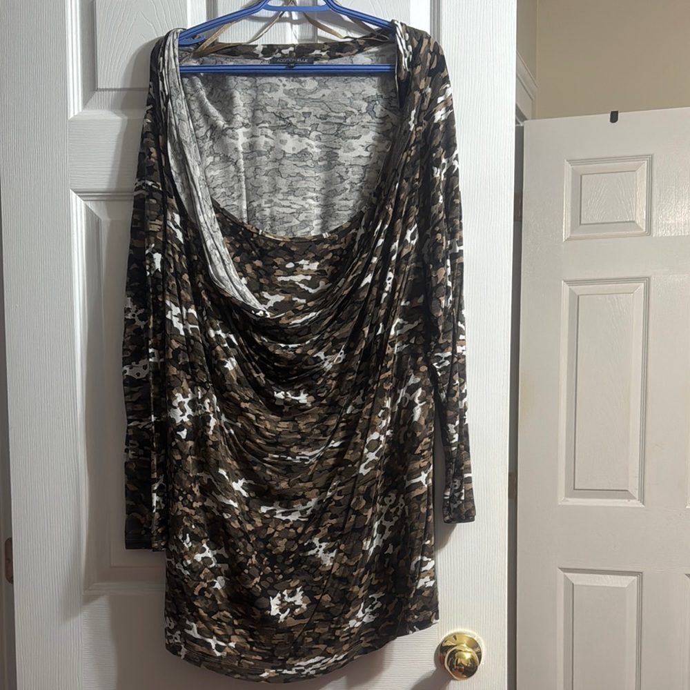 Addition Elle Camouflage Draped Top